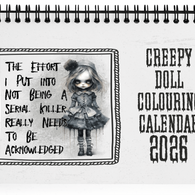 2026 Colouring Calendar Creepy Doll